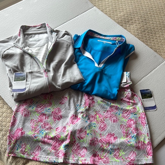 NWT Pebble Beach Dry-Luxe Blue Tank Top w/ Polo Collar & Contrasting Print - Picture 1 of 12